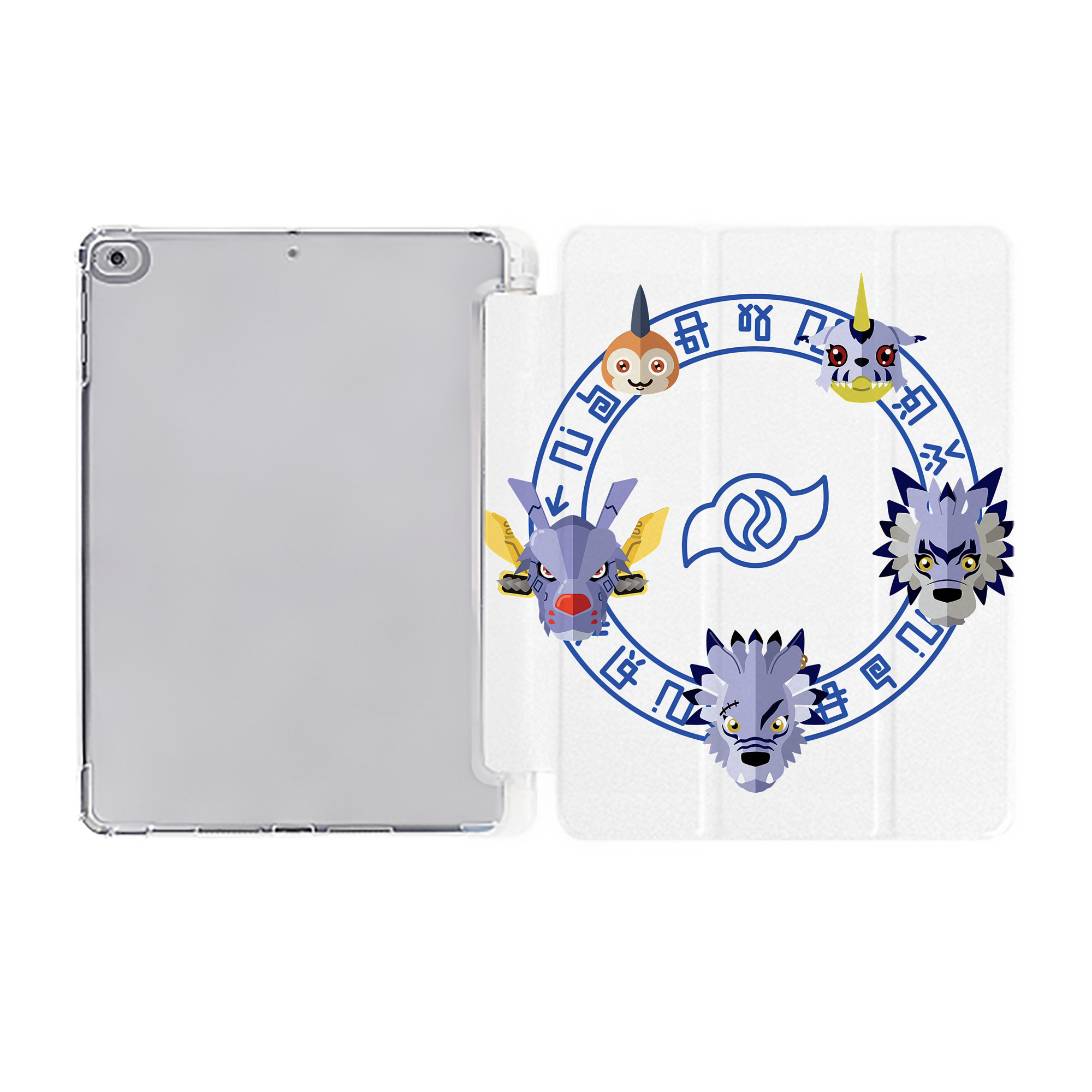 （画像用） Digimon デジタルモンスター/デジモン IPad ケース ペン収納付き 三つ折りスタンド PUレザー×シリコン 対応機種9.5/10.5/10.9インチ